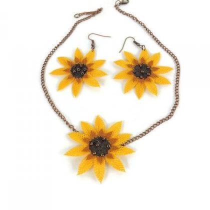 Sunflower Necklace and Earring Set ..