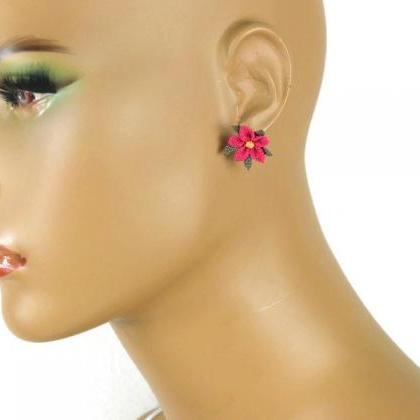 Silk Flower Earrings, Mini Stud Ear..