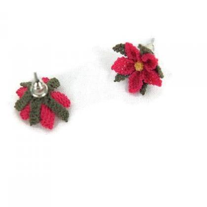 Silk Flower Earrings, Mini Stud Ear..