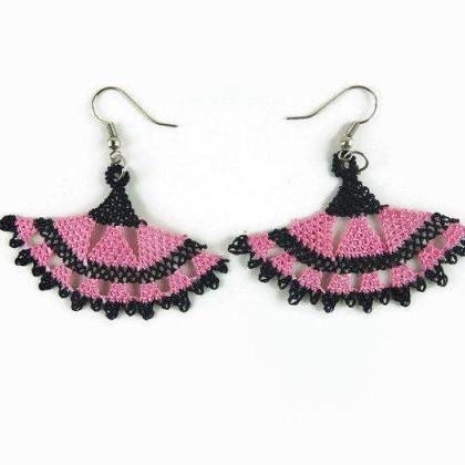 TATTED EARRINGS - PINK and Black Ea..