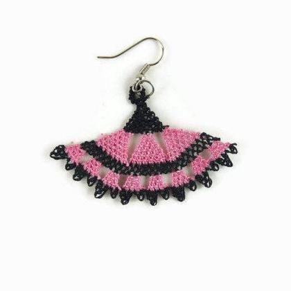 TATTED EARRINGS - PINK and Black Ea..