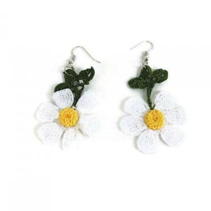 Crochet Earrings Daisy Earrings Cro..