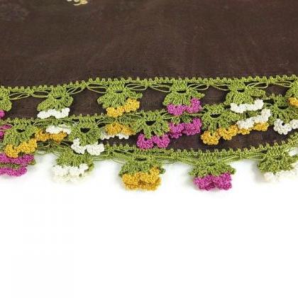 Turkish Oya Scarf - Floral - Crochet Flower Oya..