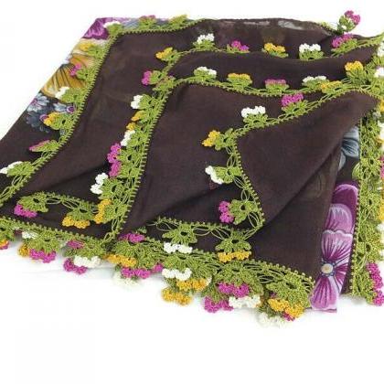 Turkish Oya Scarf - Floral - Crochet Flower Oya..