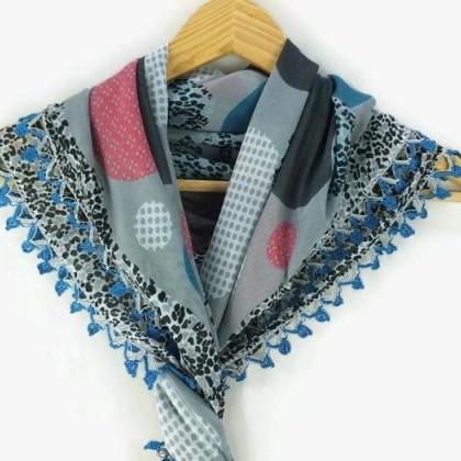 Turkish Oya scarf - Multicolor Geom..