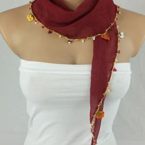 Bordeaux scarf,chiffon scarf, woman..
