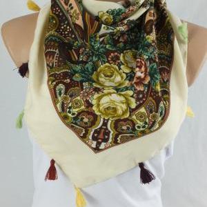 Multicolor floral scarf shawl, cowl..