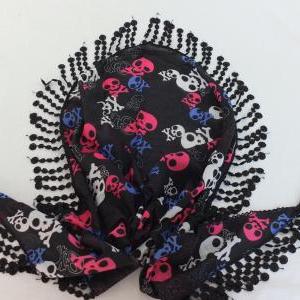 Skulls scarf , black fashion scarf,..
