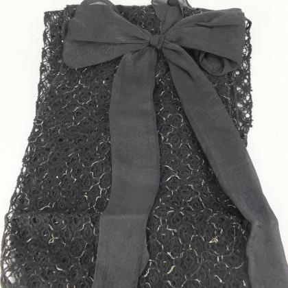 Black Scarf Shawl, Bow Tie Scarf,knit Fabric And..