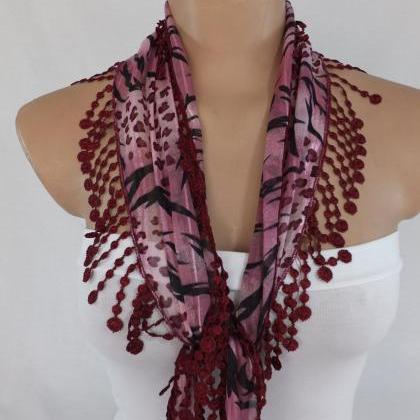 Burgundy chiffon scarf, fashion sca..