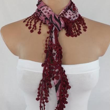 Burgundy chiffon scarf, fashion sca..