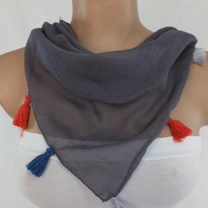 Gray chiffon scarf, Trendy fashion ..