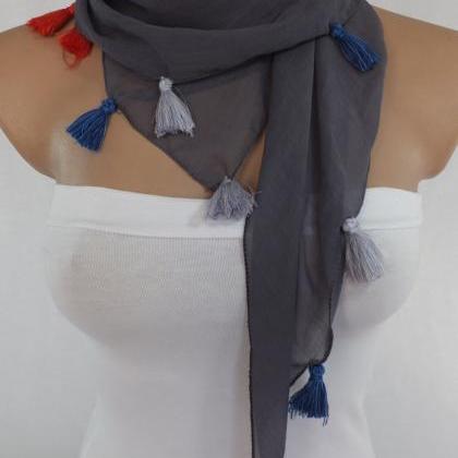 Gray chiffon scarf, Trendy fashion ..