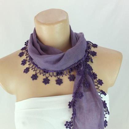 Purple scarf, cotton scarf,woman fa..