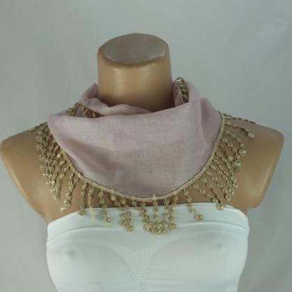 Powder pink scarf, cotton scarf, co..