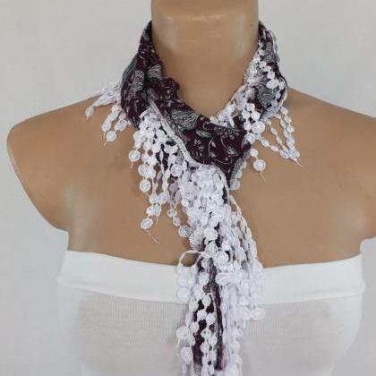 Purple Paisley Scarf, Fringed Scarf, Cotton Scarf,..