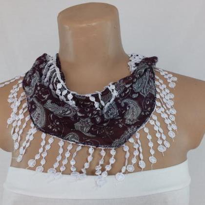 Purple Paisley Scarf, Fringed Scarf, Cotton Scarf,..