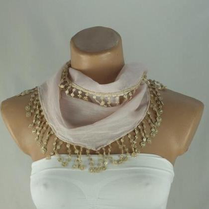 Pale Pink Scarf, Cotton Scarf, Cowl With Polyester..