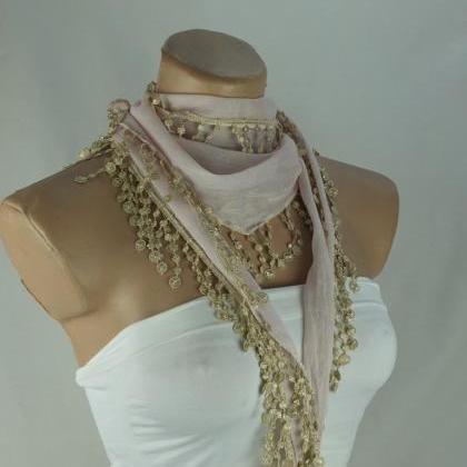 Pale Pink Scarf, Cotton Scarf, Cowl With Polyester..