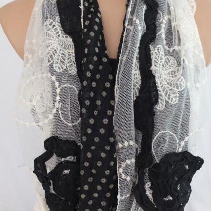 Woman Fashion Scarf , Tulle And Cotton Scarf,..