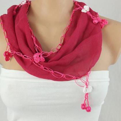 Fuchsia scarf ,hot pink cotton scar..