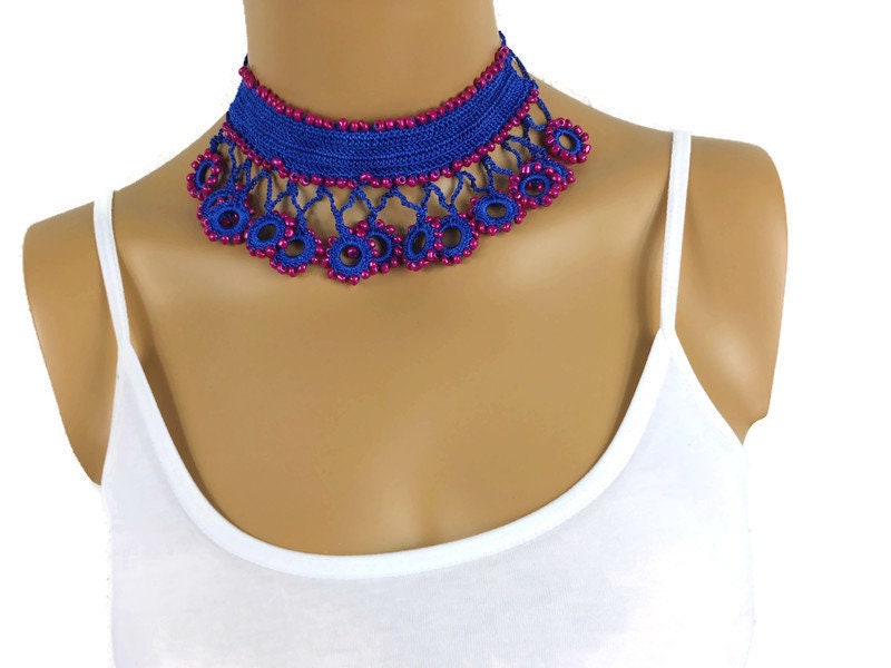 Crochet choker 2024 with beads