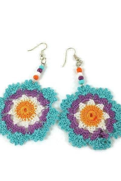Boho Dangle Earrings for Festival Wear - Colorful Handcrafted Crochet Jewelry for Concert Outfits | Gorgeous Gift Ideas for Best Friends
