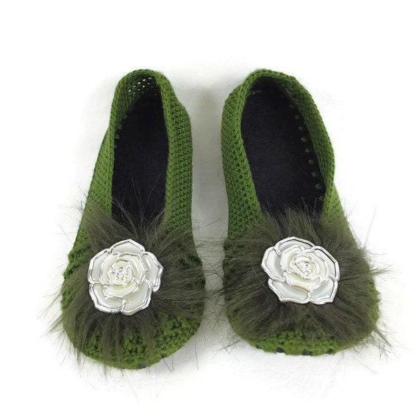  Anti-Sleep Proof - Wool Shoe - Handknitted Bootie - Gift for Christmas - Floral Socks - House Slipper - Crochet Women Slipper - Warm Slipper